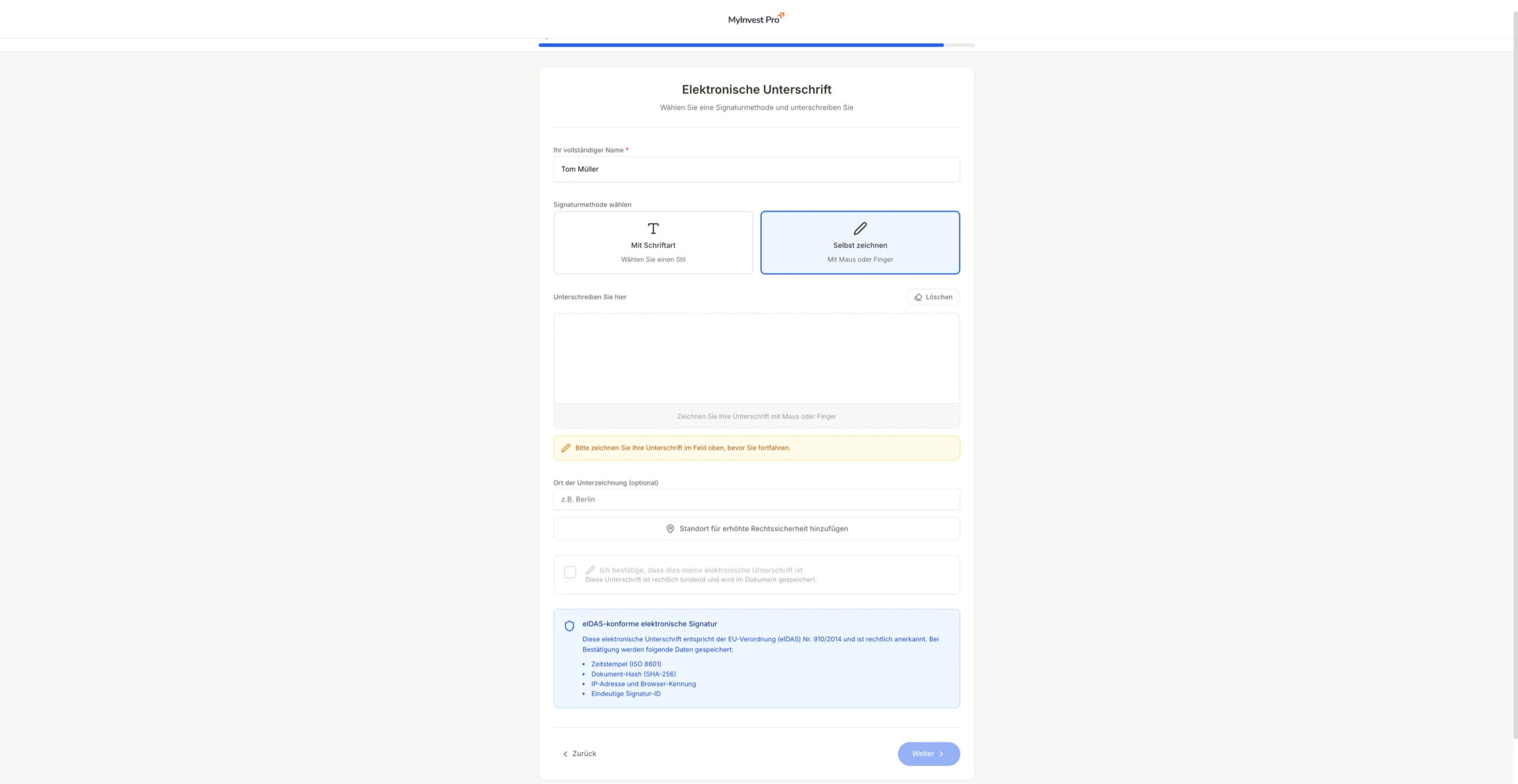 Digitale Selbstauskunft mit Signatur- und Export-Workflow