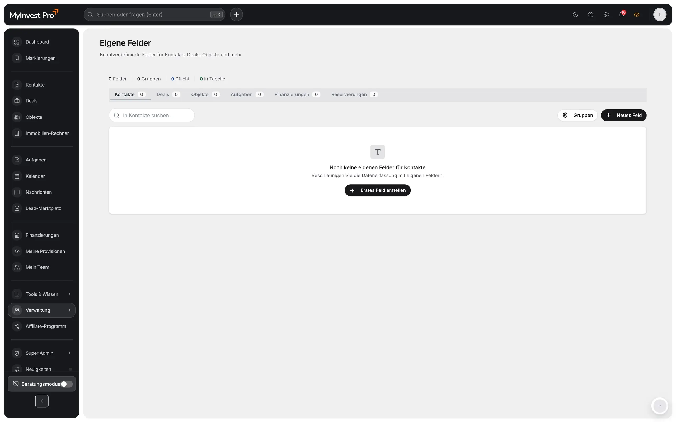MyInvest Pro Custom Fields für flexible CRM-Anpassung