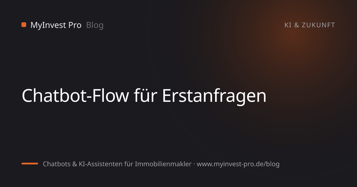 Schlüsselgrafik „Chatbot-Flow für Erstanfragen“ zum Artikel „Chatbots & KI-Assistenten für Immobilienmakler“
