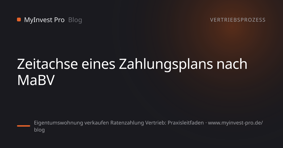 Schlüsselgrafik „Zeitachse eines Zahlungsplans nach MaBV“ zum Artikel „Eigentumswohnung verkaufen Ratenzahlung Vertrieb: Praxisleitfaden“