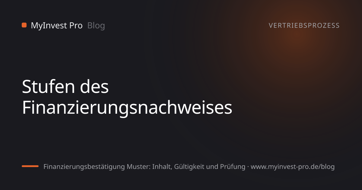 Schlüsselgrafik „Stufen des Finanzierungsnachweises“ zum Artikel „Finanzierungsbestätigung Muster: Inhalt, Gültigkeit und Prüfung“
