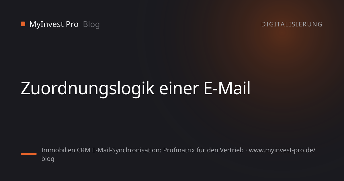 Schlüsselgrafik „Zuordnungslogik einer E-Mail“ zum Artikel „Immobilien CRM E-Mail-Synchronisation: Prüfmatrix für den Vertrieb“
