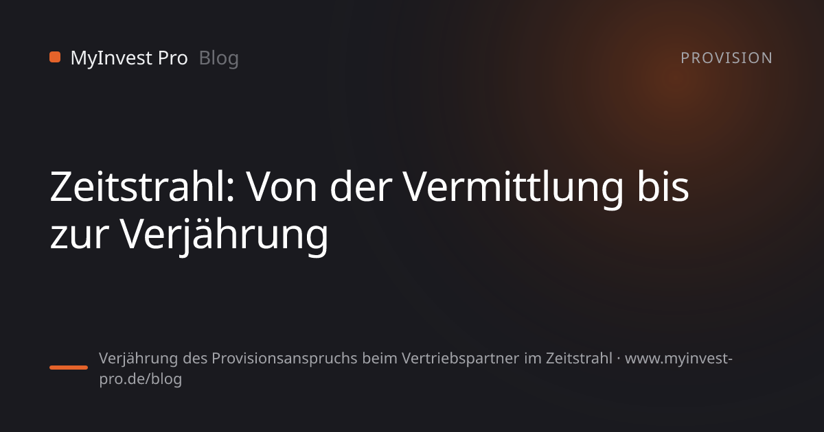 Schlüsselgrafik „Zeitstrahl: Von der Vermittlung bis zur Verjährung“ zum Artikel „Verjährung des Provisionsanspruchs beim Vertriebspartner im Zeitstrahl“