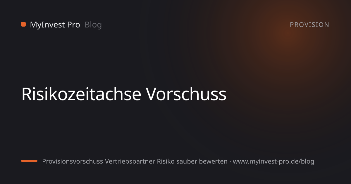 Schlüsselgrafik „Risikozeitachse Vorschuss“ zum Artikel „Provisionsvorschuss Vertriebspartner Risiko sauber bewerten“