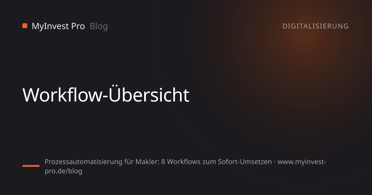 Schlüsselgrafik „Workflow-Übersicht“ zum Artikel „Prozessautomatisierung für Makler: 8 Workflows zum Sofort-Umsetzen“