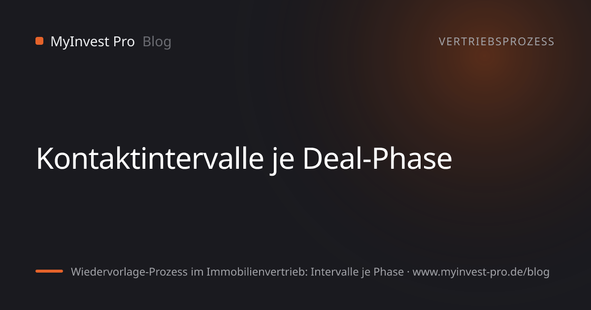 Schlüsselgrafik „Kontaktintervalle je Deal-Phase“ zum Artikel „Wiedervorlage-Prozess im Immobilienvertrieb: Intervalle je Phase“