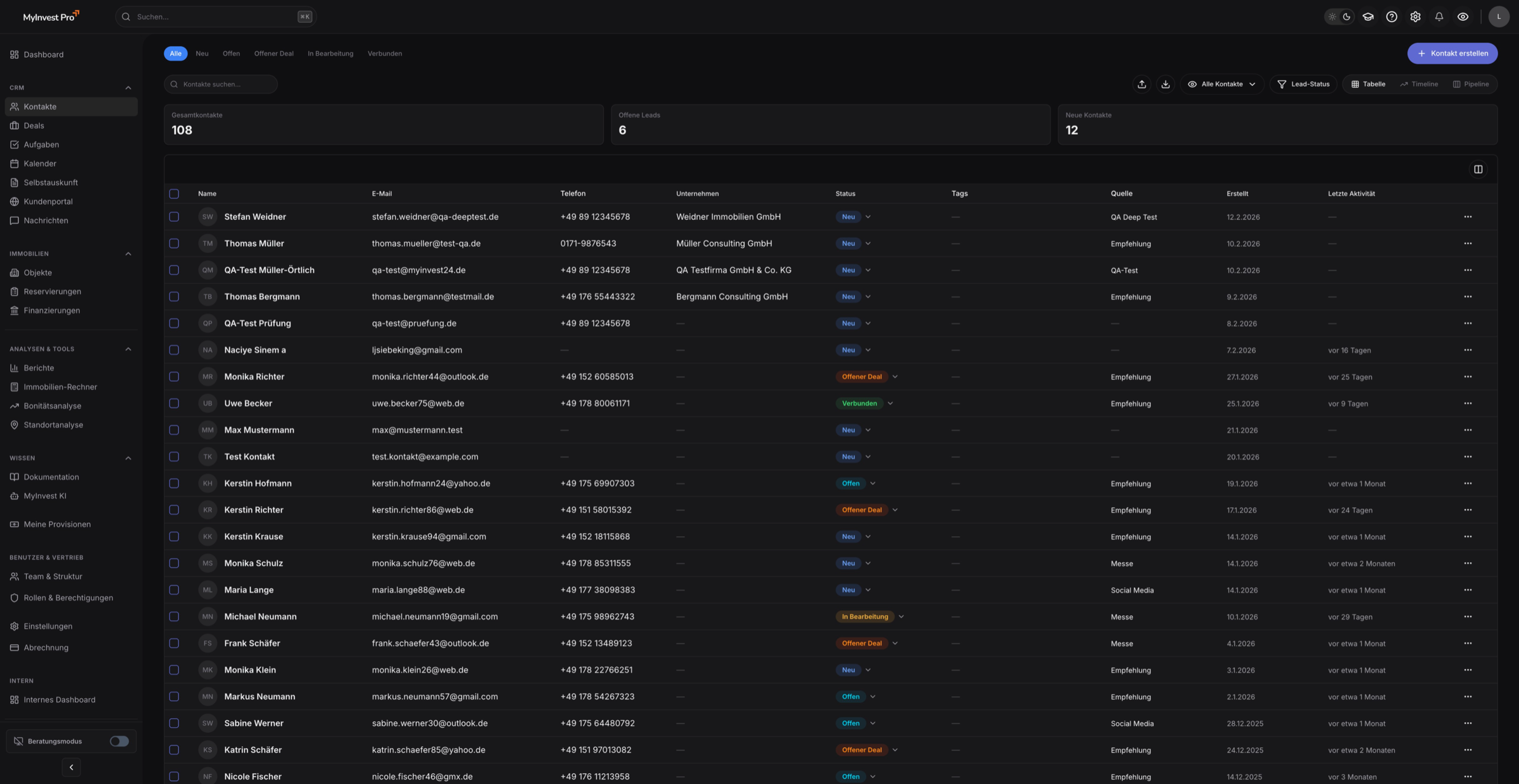 Selbstauskunft-Flow mit Fortschritt und Upload