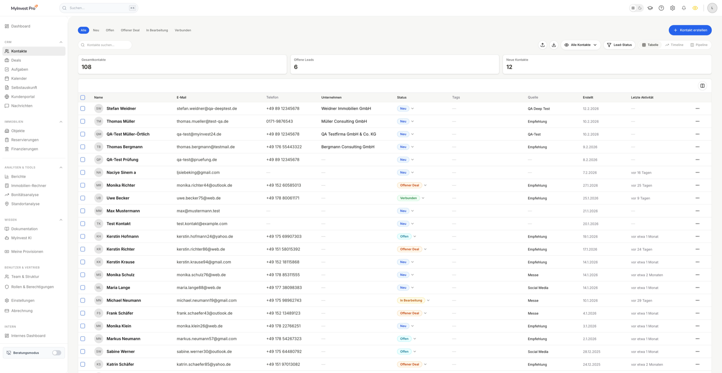 Selbstauskunft-Flow mit Fortschritt und Upload